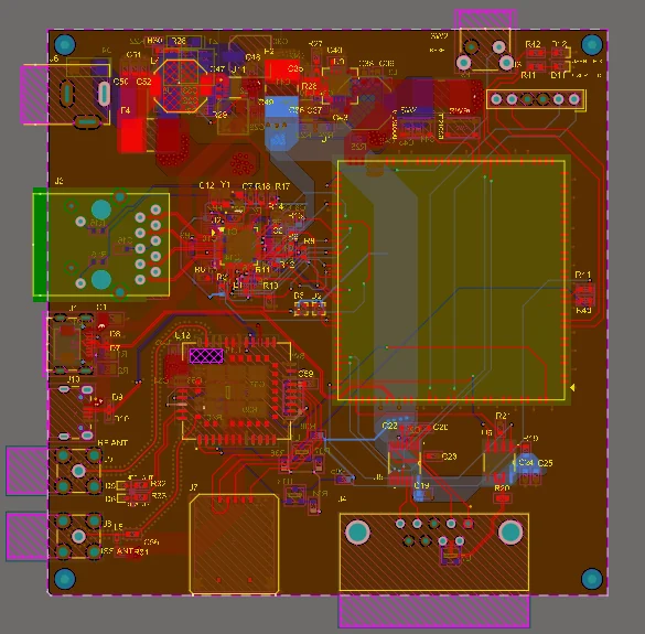 Layout view of the routed board