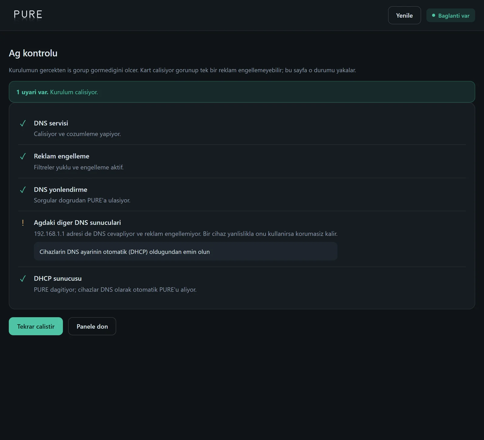Network check verifying DNS, blocking, DHCP and stray resolvers